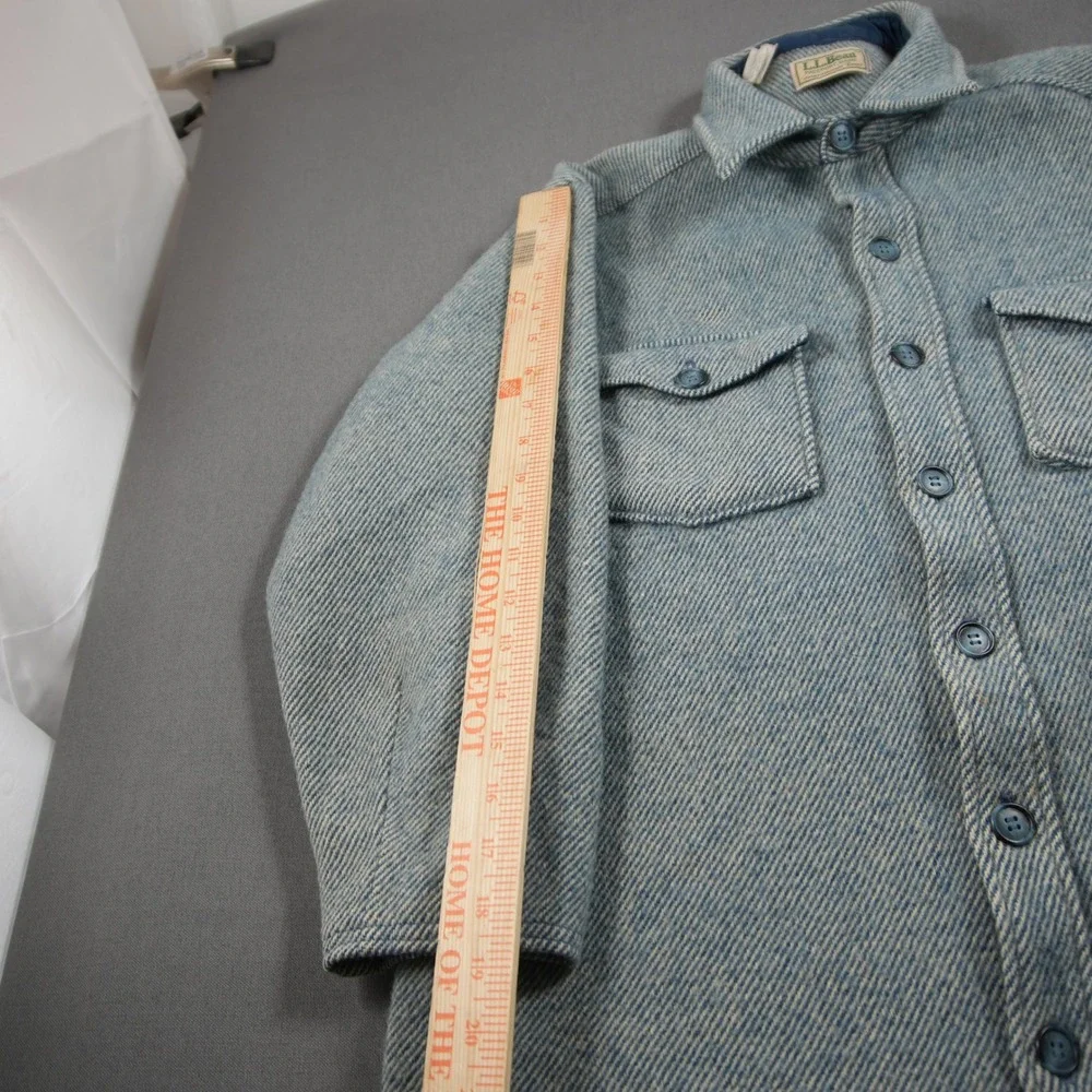 VTG L.L. Bean Northwoods USA 100% Wool Twill Men Shirt L Western Coastal Outdoor